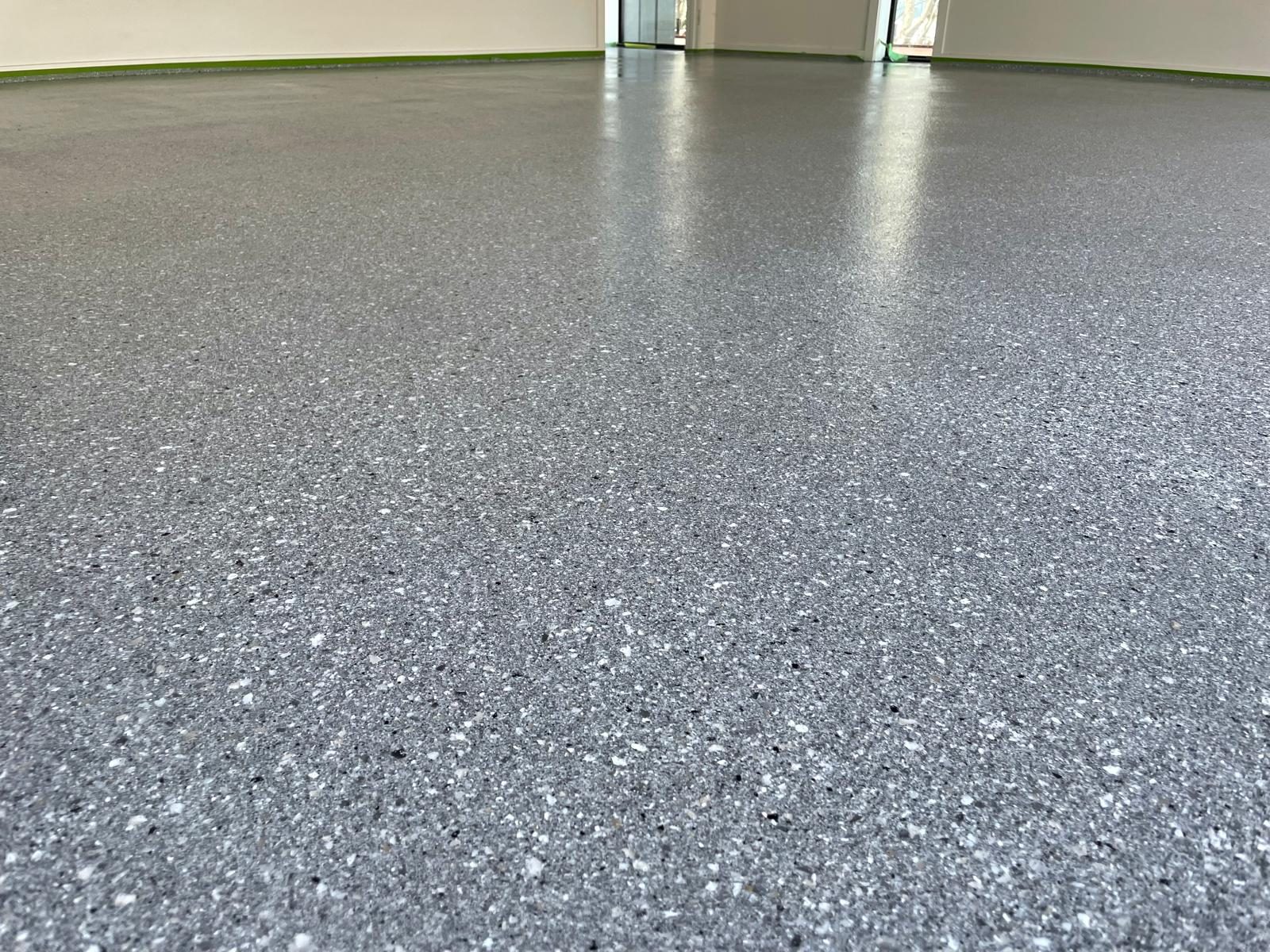 Flake epoxy floor finish in close detail