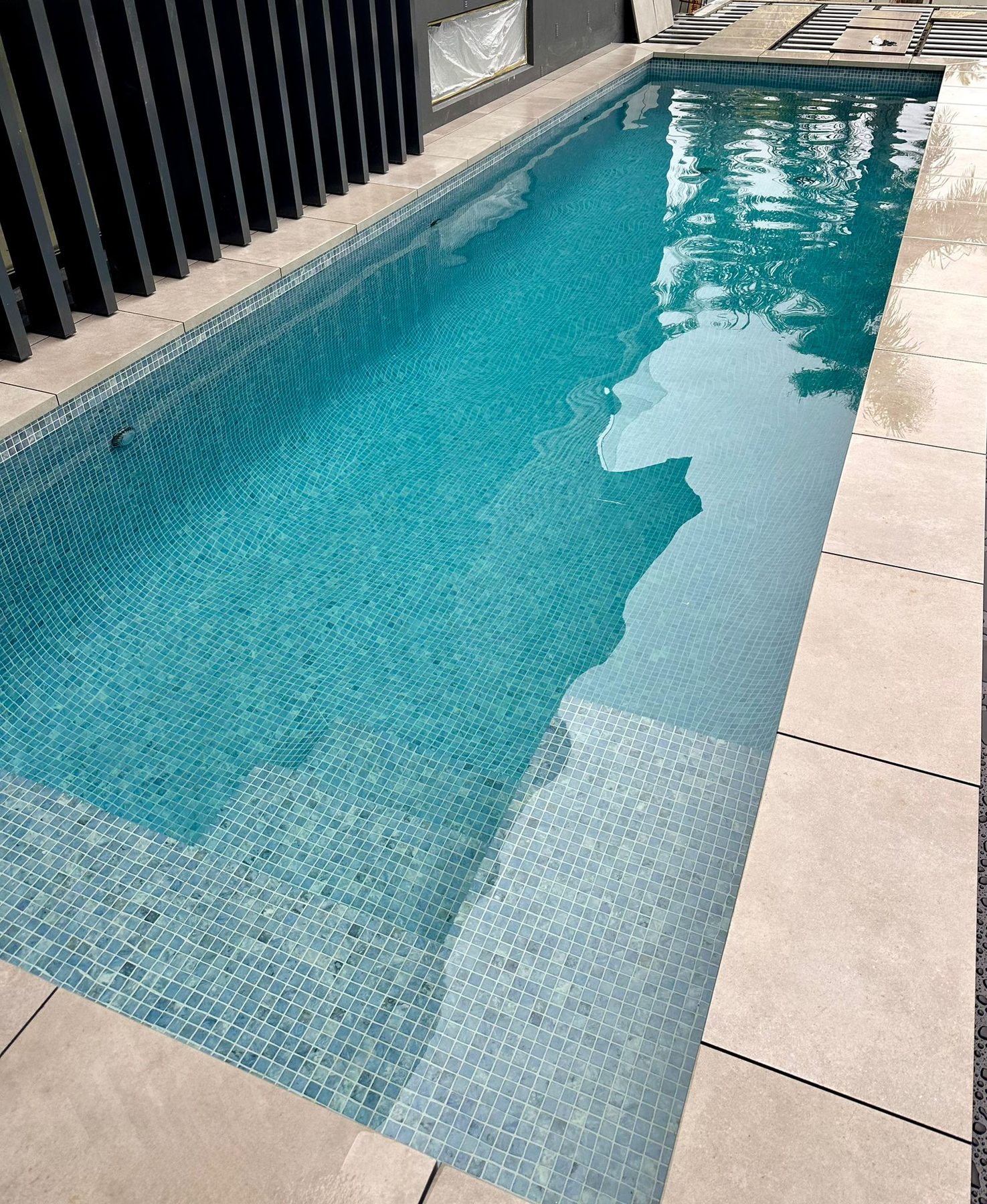 Glass mosaic lap pool